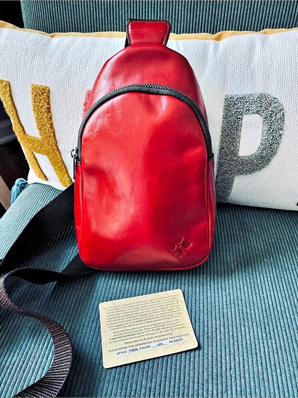 Patricia Nash Full Leather Sling Bag  in Lava